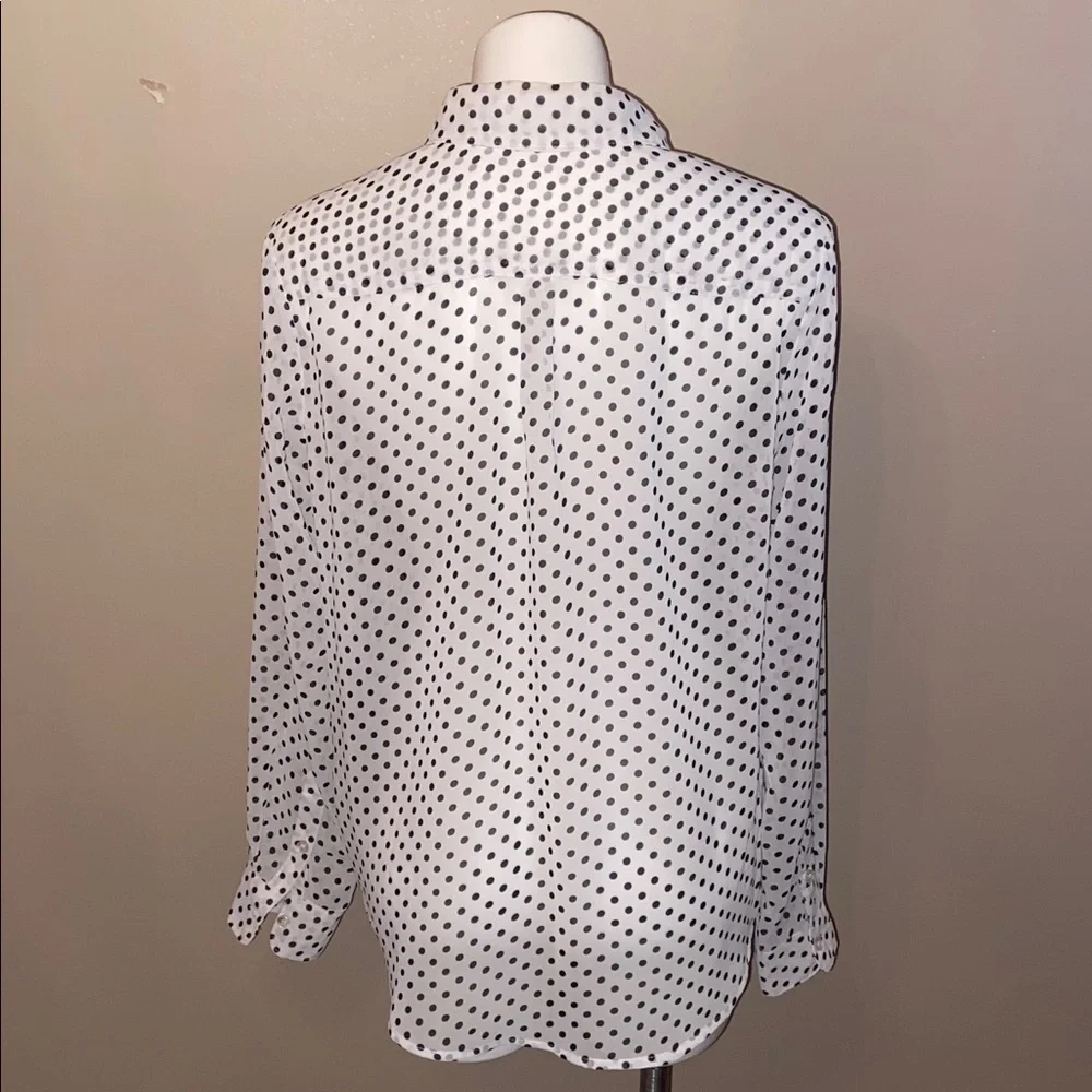 Isaac Mizrahi Women’s Black and White Polka Dot Button Down Blouse Size XL